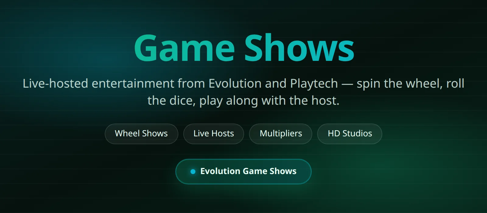 Paddypower Casino game shows lobby with live host and money wheel