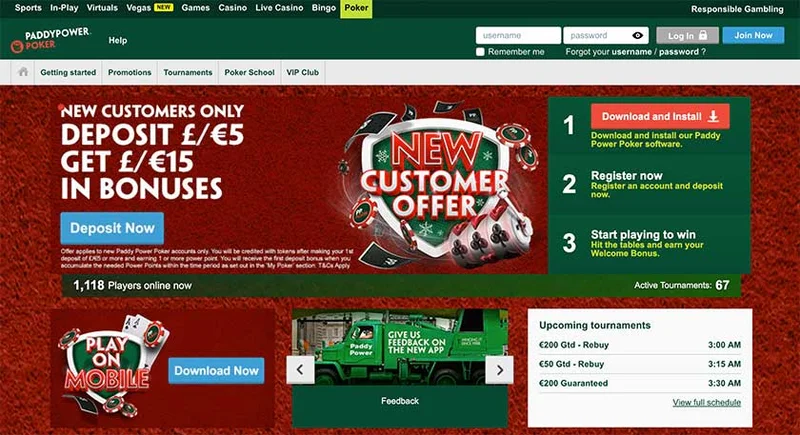 Paddypower Casino Games Library - Screenshot from testing