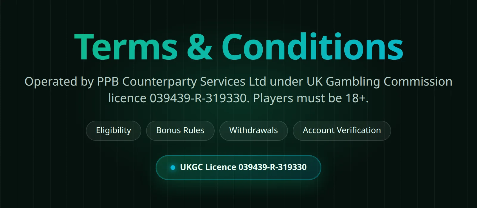 Paddypower Casino terms and conditions document for UK players